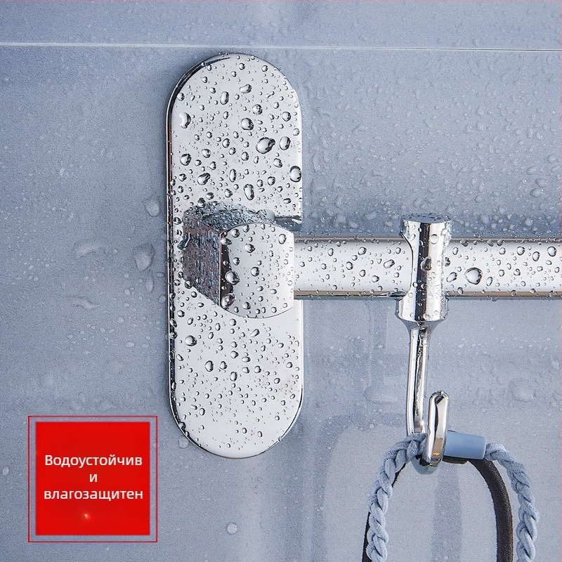 Държач за кърпи от неръждаема стомана, монтиран на стената, без пробиване, хромирана повърхност, с един прът, товароподемност до 50 кг