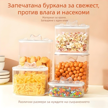 PET пластмасова кутия за храна за кучета и котки – запечатана, прозрачна, за домашна употреба, обем 1–2 л