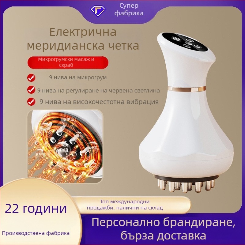 Преносим електрически масажор за меридиани: мини нагряващ вибриращ масажор с къпинг за цялото тяло, модел PK690, презареждаем, батерия 1200 mAh, температура 38–48°C, ABS корпус, механично управление