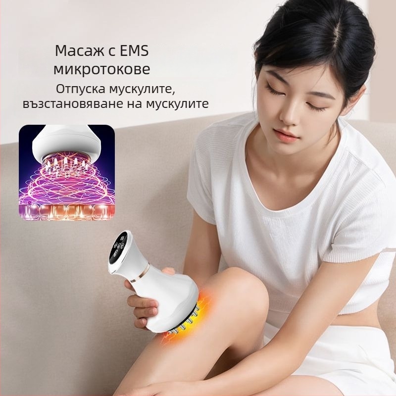 Презареждащ се електрически масажор за меридиани с функция за скрапинг, микроток, вибрация и нагряване