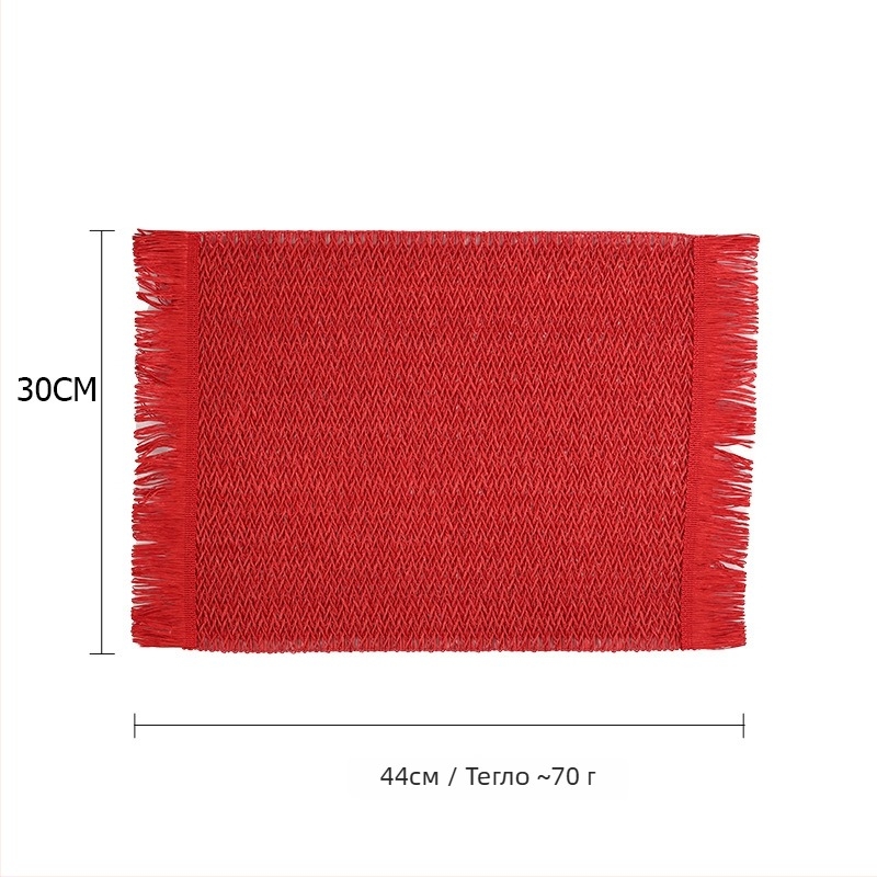 Плетена хартиена подложка за маса – екологична, топлоизолация, предпазва от изгаряния, декоративна подложка; материал: хартия; узор: еднотонен; форма: кръгла, квадратна, неправилна; биоразградимо