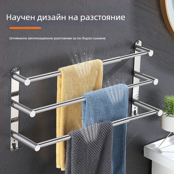 Закачалка за кърпи от неръждаема стомана, стенна, разтягаща се, с три слоя, фино полирана, товароподемност 25 кг
