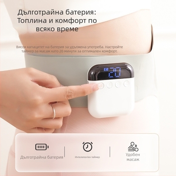 Колан за масаж на талията – Преносим EMS масажор с топъл компрес за талия, прасци и корем (Марка: Kodak chicken; Принцип: топъл компрес; Дата на пускане: юли 2025; Области: талия, прасци, корем)