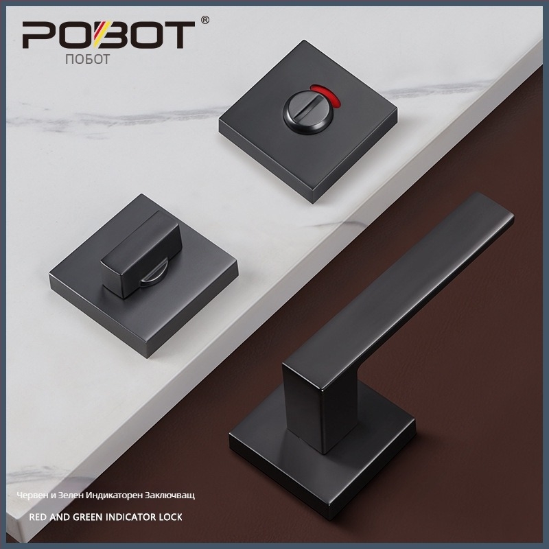 Индикаторно заключване за вътрешна врата, модел PBT-55, квадратен индикатор, цинкова сплав, тип: дръжково заключване, подходящо за дървени и метални врати