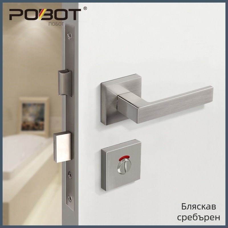 Индикаторно заключване за вътрешна врата, модел PBT-55, квадратен индикатор, цинкова сплав, тип: дръжково заключване, подходящо за дървени и метални врати