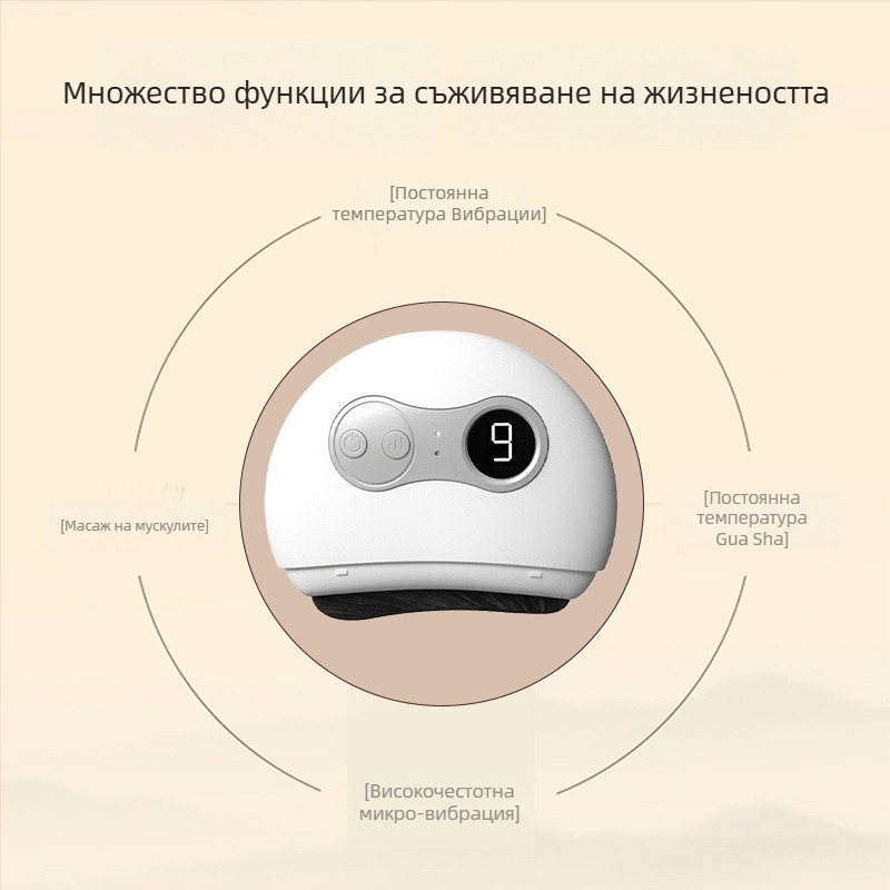 GS-03 Електрически гуаша масажор за лице, презареждаем, 4 степени, температура 36–47°C, ABS