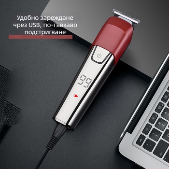 6-в-1 електрически подстригвач за коса – вградена батерия 500–800 мАч, време на работа 1–3 ч, водоустойчив, ножове от неръждаема стомана, мотор с четки