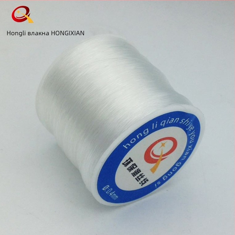 Неластична нишка за мъниста, прозрачна, полиестер/найлон, Hongli Fiber, подходяща за гривни, облекло и домашен текстил