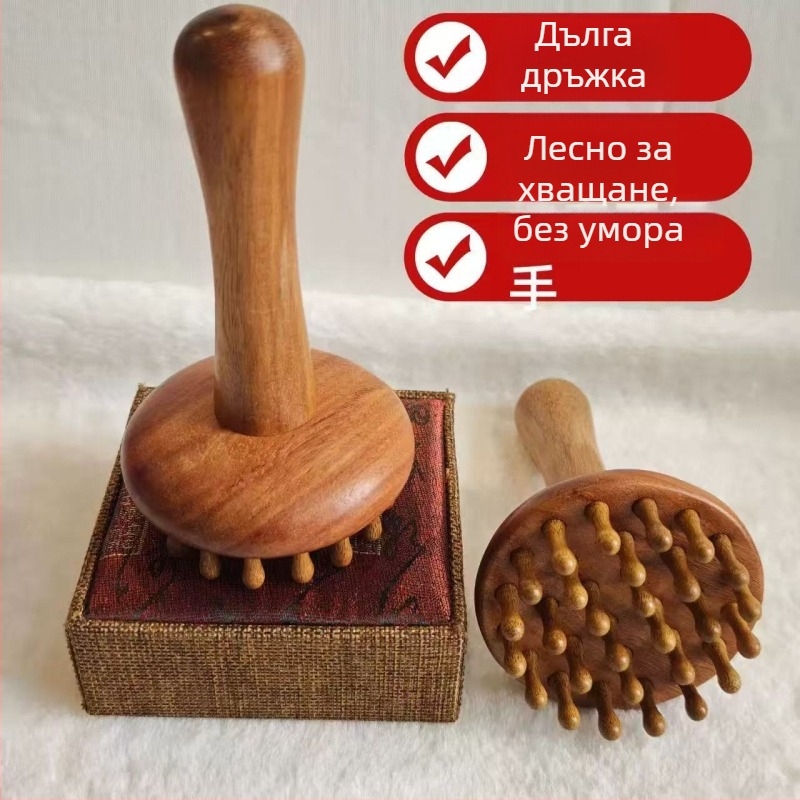 Дървен масажор със множество зъби за цялото тяло и масаж на корема, ръчно сглобяем масажен гребен от сандалово дърво