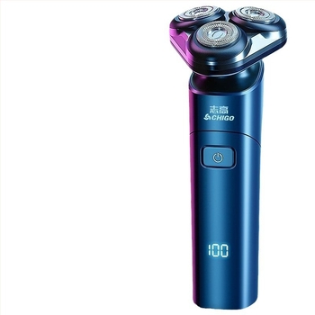 Електрическа самобръсначка с цифров дисплей, триточкова въртяща глава и плаваща конструкция, вградена батерия 800–1000 mAh, време на работа 60 минути