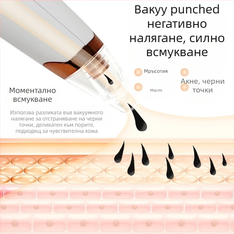 Устройство за вакуумно премахване на черни точки — електрическо, домашно използване, силен вакуум, модел 5678, 3 нива на настройка, безопасно за кожата