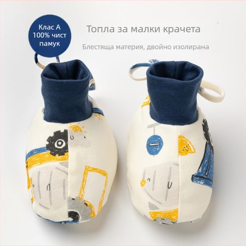 Бебешки обувки за зима от чист памук, Cartoon стил, марка Muslintree/Cotton Tree; подходящи за деца на възраст 1-3 години