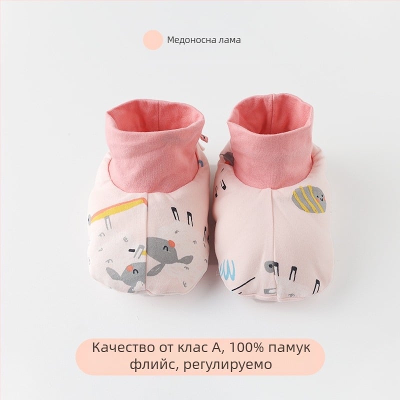 Бебешки обувки за зима от чист памук, Cartoon стил, марка Muslintree/Cotton Tree; подходящи за деца на възраст 1-3 години