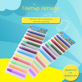 Глитър лепило за DIY слайм – марка Nanjiang, 12 цвята, капацитет 6, опаковка на едро, за рисуване, не е внос