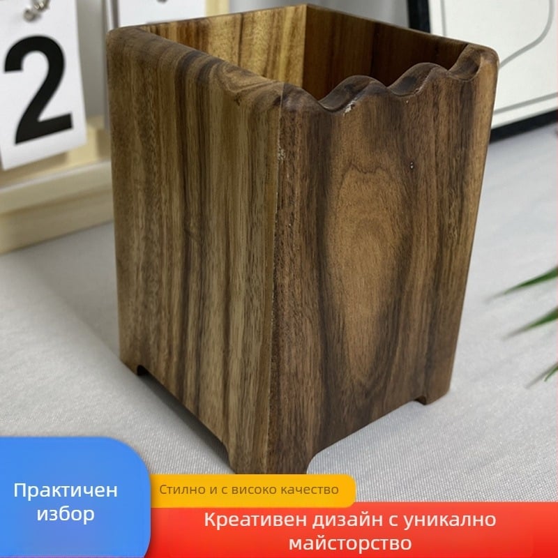 Дървен държач за писалка, квадратна форма, марка Tree art, модел 4-22, възможност за печат на лого