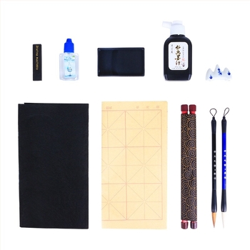 Комплект за калиграфия за ученици от началното и средното училище – плат за водно писане, мастило, хартия и четка