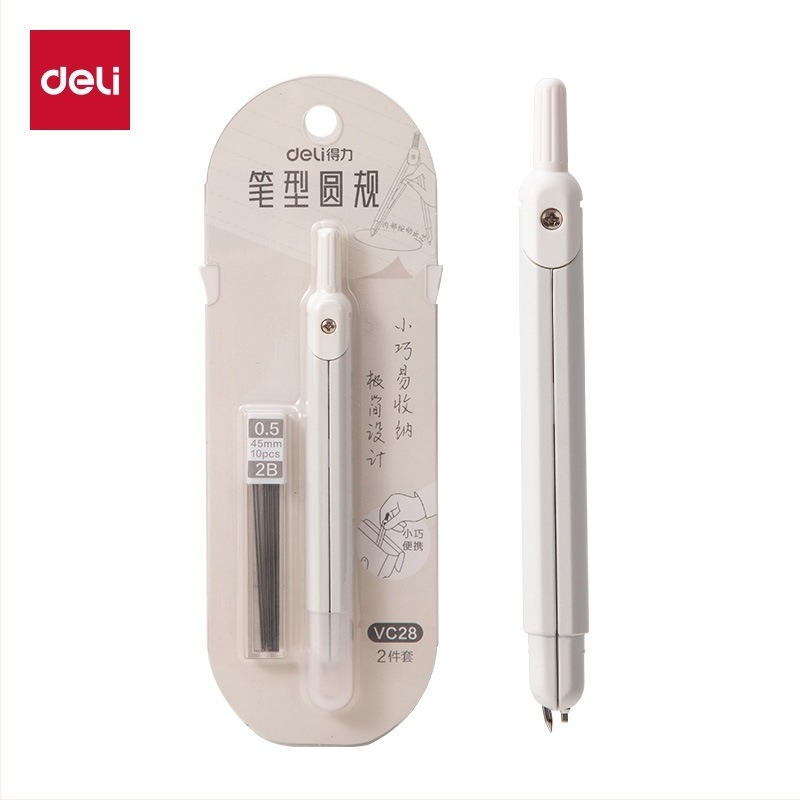 Deli VC28 Интегриран метален циркул-писалка с кръгла линейка и графитова сърцевина