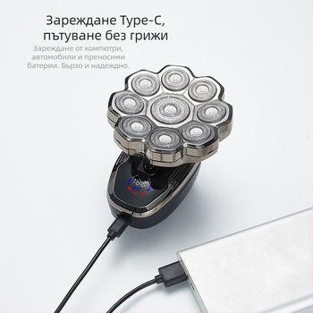 Електрическа самобръсначка за цялото тяло, водоустойчива, LED дисплей, плаваща глава и въртяща се многоглавна глава (>4)