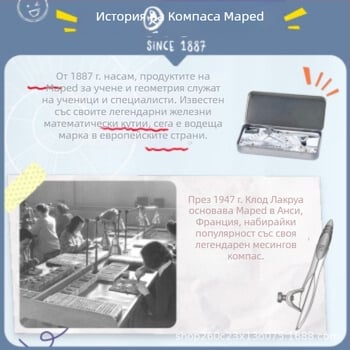 Maped 5-компасов комплект за чертане, метална конструкция, модел 194505CH
