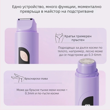 TMQ-623 Електрическа самобръсначка и премахване на косми с диамантен нож, USB презареждаща се, мокър и сух режим, за цялото тяло