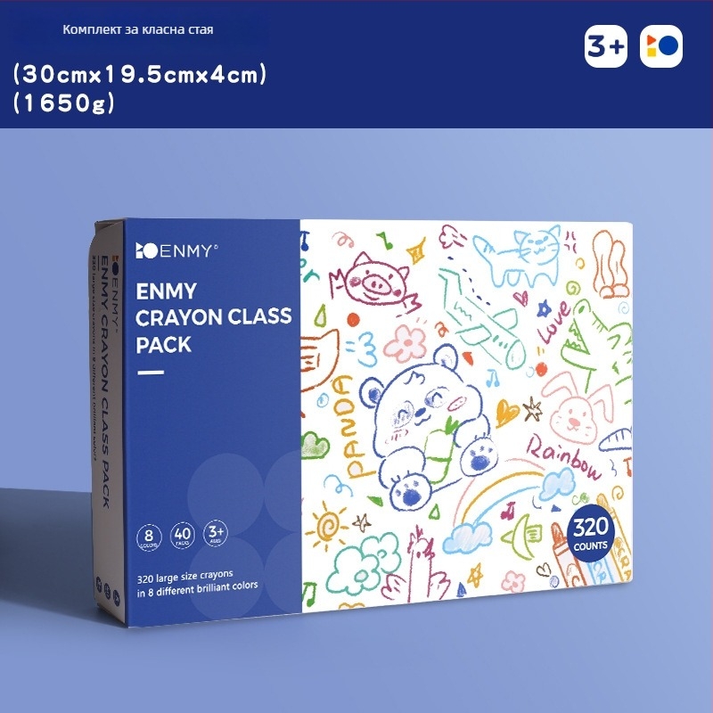 Enmi Fxa-hcq1501 Восъчни пастели за рисуване в класната стая, кутия с 40 опаковки, безопасни и измиваеми, с възможност за изтриване, кутия от твърд картон