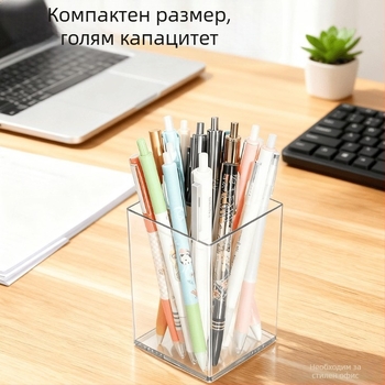 PP пластмасов кубичен държач за писалки, прозрачен дизайн, възможност за печат на лого и персонализация