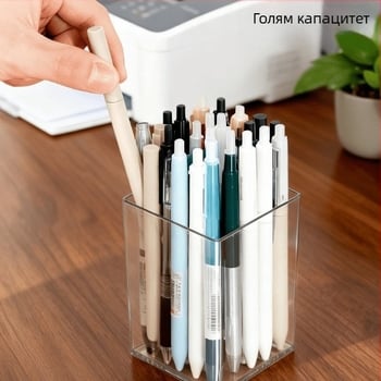 PP пластмасов кубичен държач за писалки, прозрачен дизайн, възможност за печат на лого и персонализация