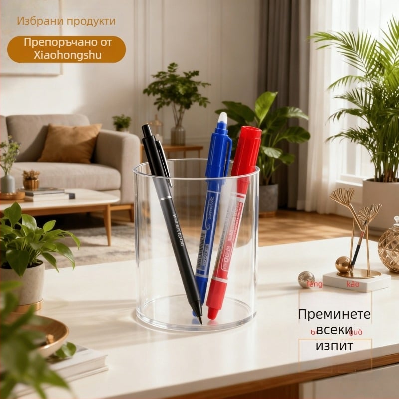 PP пластмасов кубичен държач за писалки, прозрачен дизайн, възможност за печат на лого и персонализация