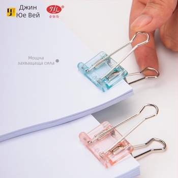 Цветен клип с дълга опашка за държач на бележки, пластмаса и метал, многофункционален организатор за билети и документи