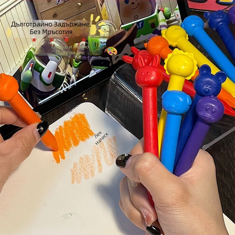 Детски восъчни пастели Зоо серия, комплект за рисуване с карикатурни животни