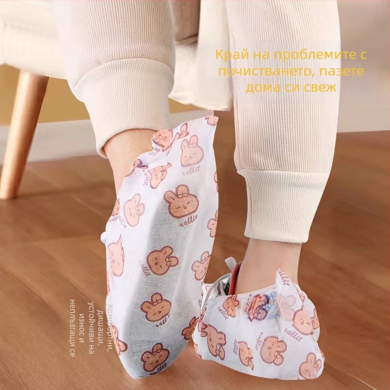 Еднократни принтирани покривала за обувки от нетъкан текстил, прахоустойчиви, удебелени, за работилница и класна стая