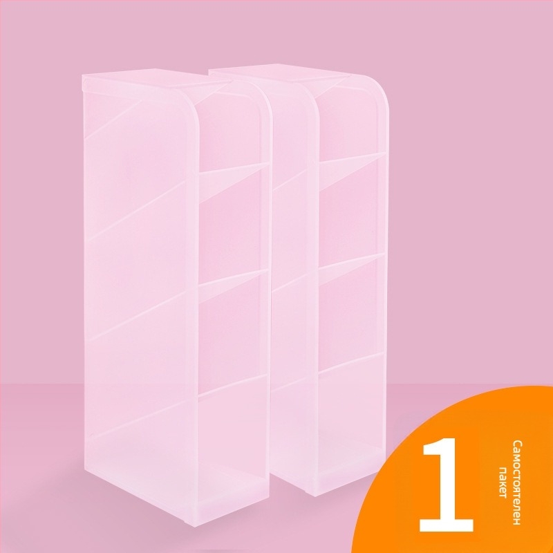 Keji K-511 пластмасова настолна поставка за моливи, квадратна форма, прозрачен многофункционален органайзер за канцеларски материали с наклонено вмъкване