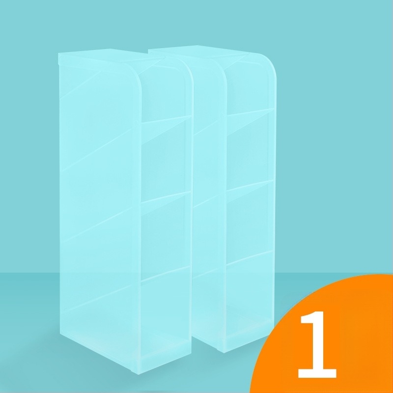 Keji K-511 пластмасова настолна поставка за моливи, квадратна форма, прозрачен многофункционален органайзер за канцеларски материали с наклонено вмъкване