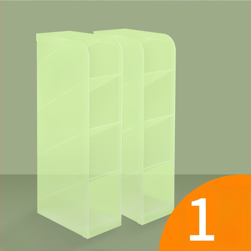 Keji K-511 пластмасова настолна поставка за моливи, квадратна форма, прозрачен многофункционален органайзер за канцеларски материали с наклонено вмъкване