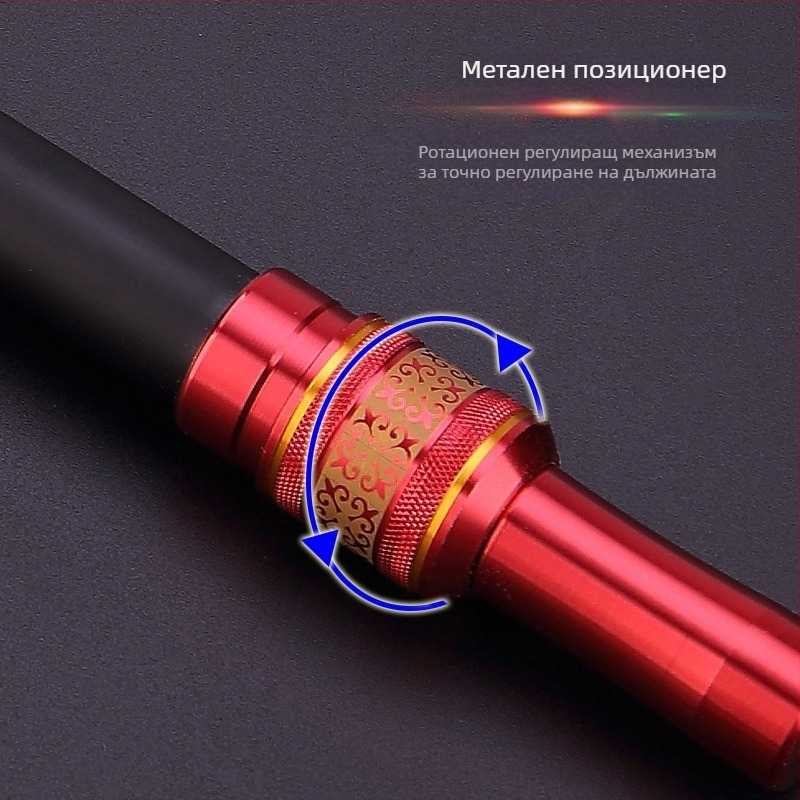 Телескопичен карбонов прът за риболовна мрежа, сгъваем дизайн, двойна употреба, многопосочно завъртане