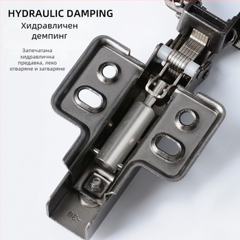 Шарнир за врата с алуминиева рамка – многоъгълен 30°/45°, хидравличен буфер, за стъклени врати