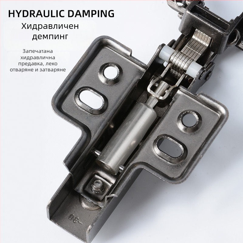 Шарнир за врата с алуминиева рамка – многоъгълен 30°/45°, хидравличен буфер, за стъклени врати