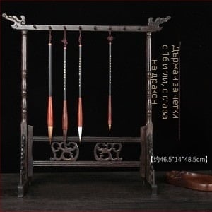 Държач за пера и четки от дърво с драконова глава, 12/14/16‑пинов, калиграфски комплект „Четири съкровища на учението“, персонализируем