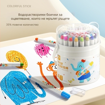 Детска измиваема пръчка за рисуване, Kuai Liwen, кръгло тяло, пластмасов корпус, изтриваема, модел: Washable paint stick, серия: Детски восъчни моливи