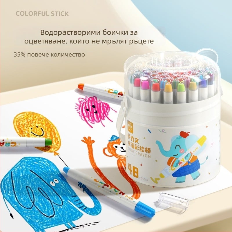 Детска измиваема пръчка за рисуване, Kuai Liwen, кръгло тяло, пластмасов корпус, изтриваема, модел: Washable paint stick, серия: Детски восъчни моливи