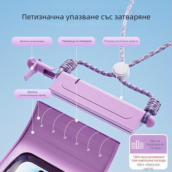 Телефонен водоустойчив калъф с тъч прозорец за плуване и рафтинг, прозрачен запечатан пакет за подводно снимане