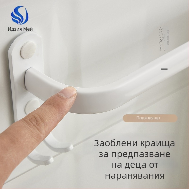 Стенно монтиран държач за кърпи без пробиване – алуминиева сплав, три нива, 15 кг товароподемност, емайлово покритие