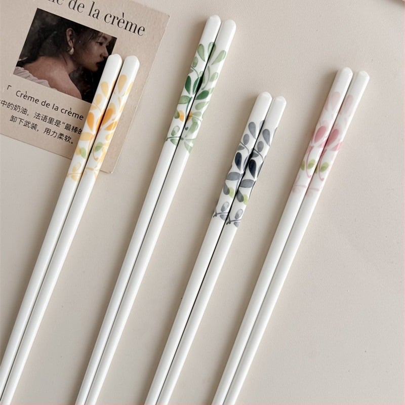 Керамични пръчки за хранене за едно лице, японски стил, флорална шарка, ръчна изработка, възможност за персонализиране