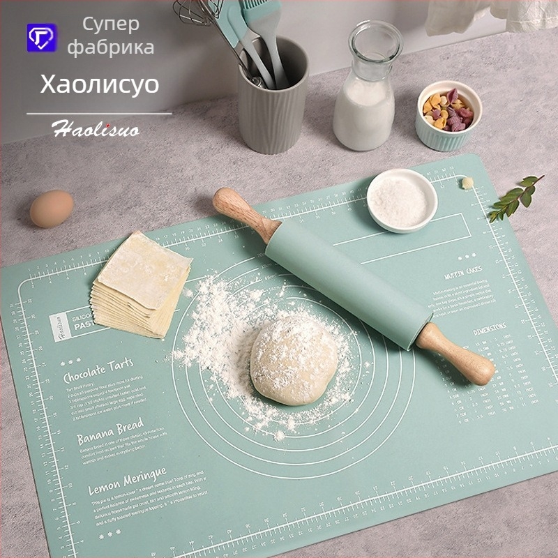 Силиконов мат за месене на тесто, хранителен клас, антиплъзгащ се, удебелен, за месене и печене; Nordic дизайн; произход Yangjiang, Guangdong; марка Good and Sharp