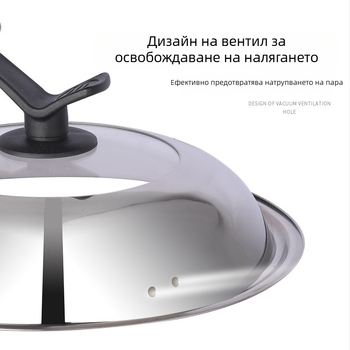 Капак за тенджера от неръждаема стомана – универсален, прозрачно стъкло и вертикална дръжка