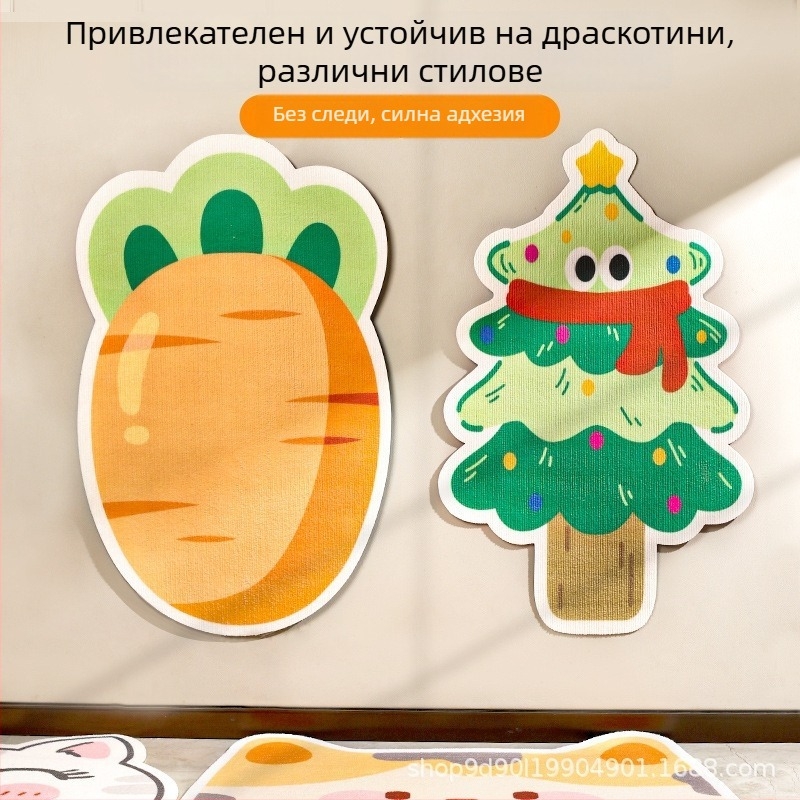 Котешка драскалка - стенен стикер, устойчива на износване, карикатурен дизайн, полиестер, марка WB, 100 бр. в кутия