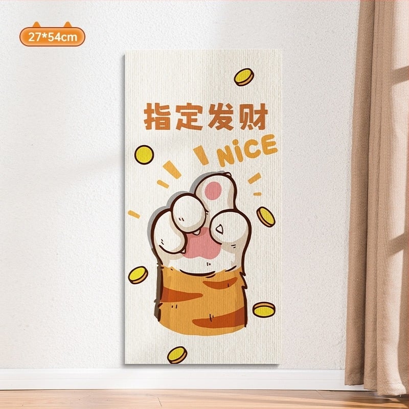 Water Wood Вертикална стенна котешка драскаща дъска – износоустойчива, без отделяне на власинки, самозалепваща стенна лепенка за котки, материал: килимено платно, сладък стил