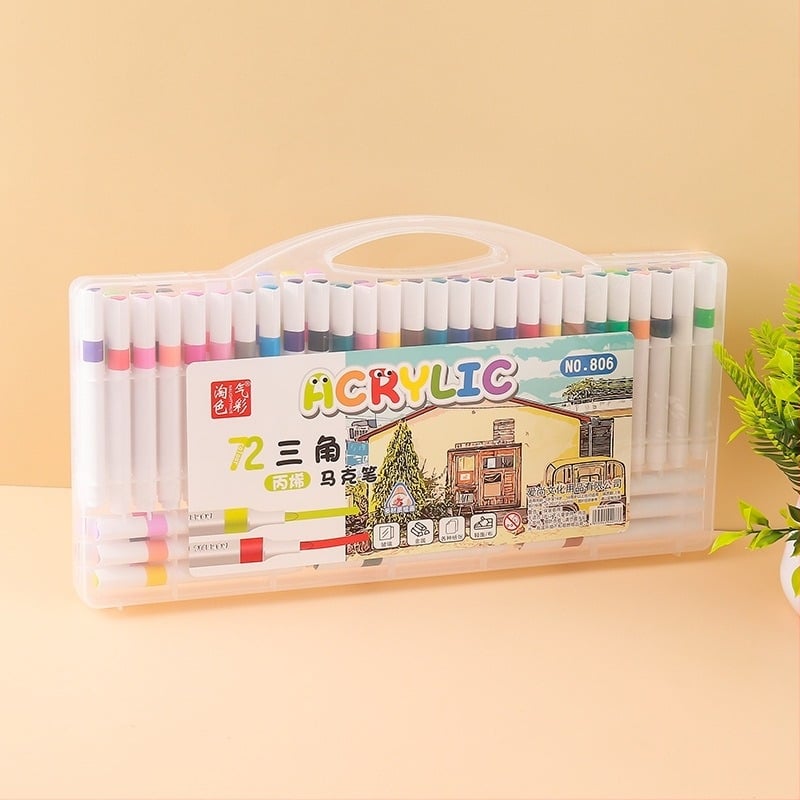 Love shang Акрилни маркери с триъгълно тяло за дневник и скици, комплект в кутия, варианти за презареждане: 12/24/36/48/60/72/80