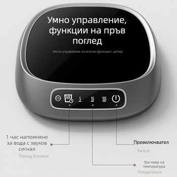 Подобрена термостатична подложка за чаши - 3 нива на температура, ABS корпус, USB захранване, управление с бутон и докосване, автоматично изключване