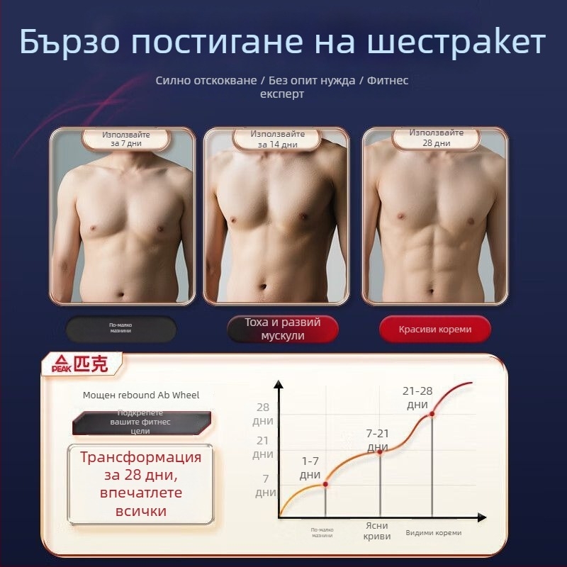 Ab Wheel с четири колела – автоматично връщане; модел: Four-wheel Flat Plate Support Ab Wheel; тегло 2.3 кг; сгъваемост: Не; приложение: офис, дом и открита употреба